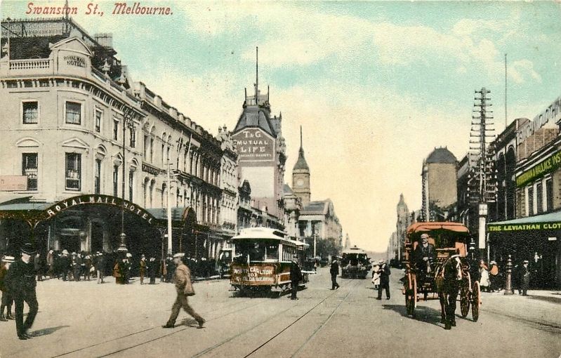 Swanston Street c1915. Click for full size. Swanston Street c1915 image. Click for full size.