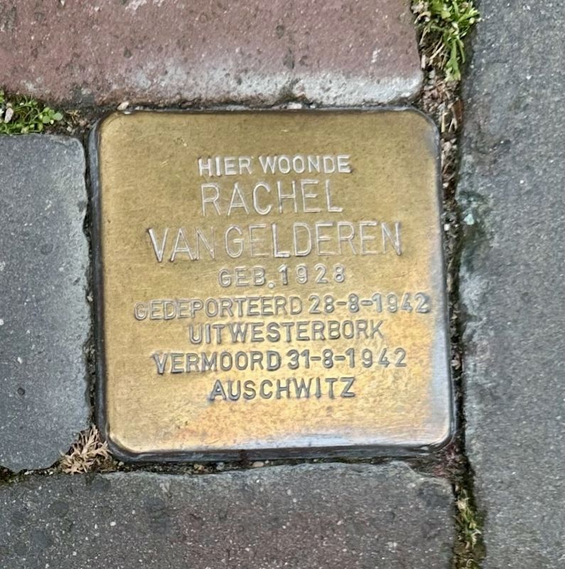 Rachel van Gelderen stolperstein. Click for full size. Rachel van Gelderen stolperstein image. Click for full size.