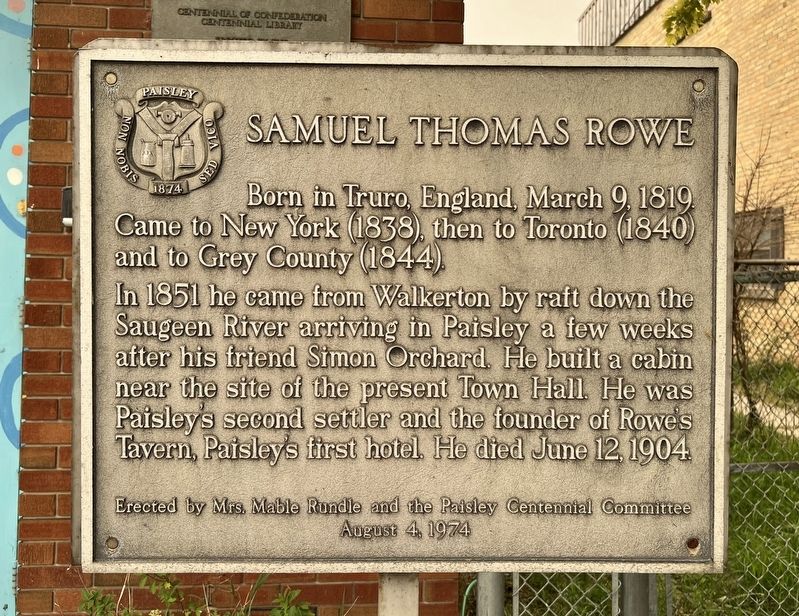 Samuel Thomas Rowe Marker. Click for full size. Samuel Thomas Rowe Marker image. Click for full size.