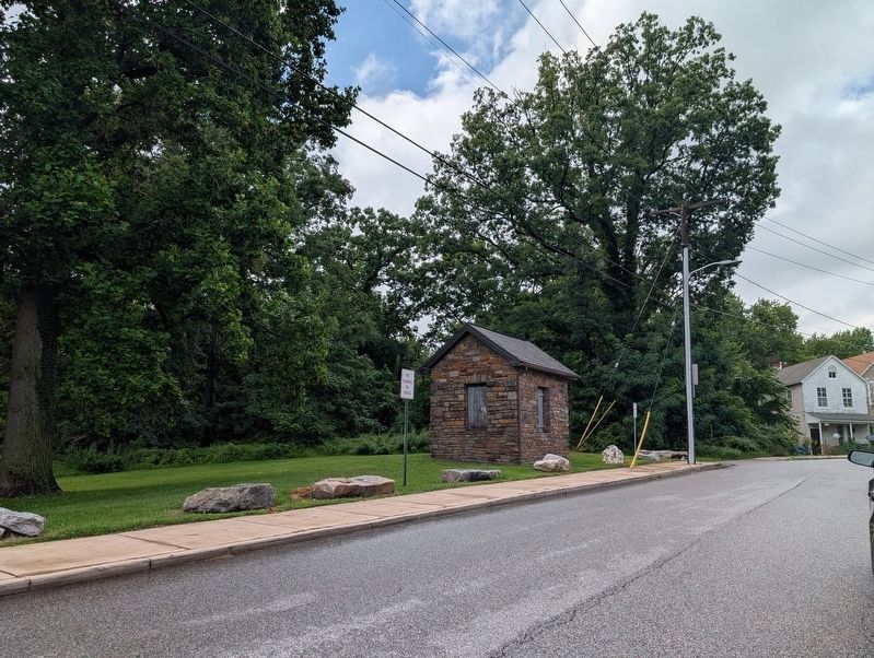 the small brick Keeper's House at Parkside Dr. and Belair Rd.. Click for full size. the small brick Keeper's House at Parkside Dr. and Belair Rd. image. Click for full size.