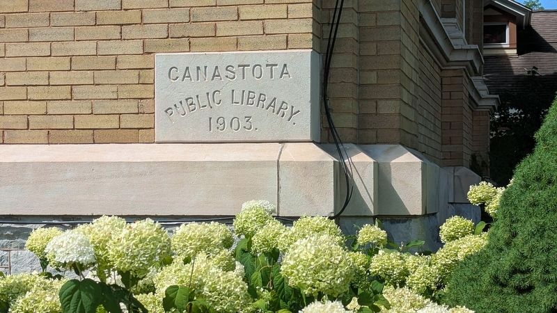 Canastota Public Library Marker Cornerstone date image. Click for full size.