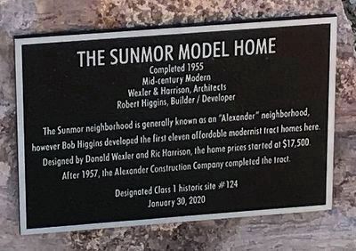 The Sunmor Model Home - Marker. Click for full size. The Sunmor Model Home - Marker image. Click for full size.