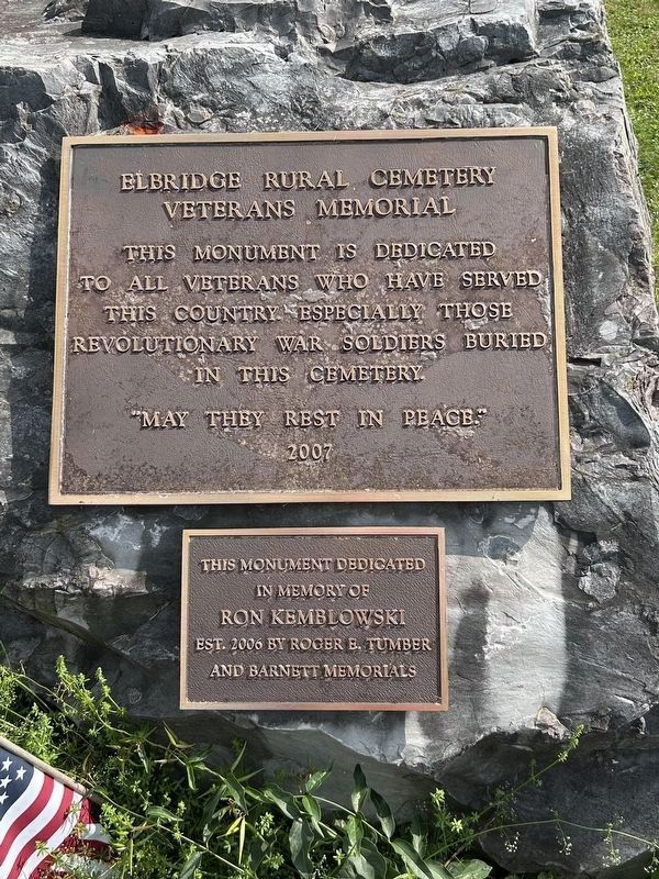 Elbridge Rural Cemetery Veterans Memorial. Click for full size. Elbridge Rural Cemetery Veterans Memorial image. Click for full size.