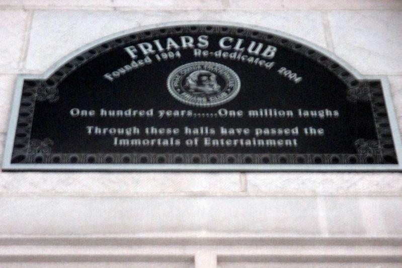 Friars Club Marker. Click for full size. Friars Club Marker image. Click for full size.
