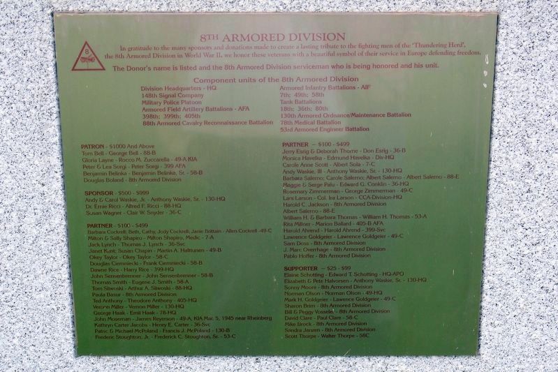 8th Armored Division Memorial. Click for full size. 8th Armored Division Memorial image. Click for full size.