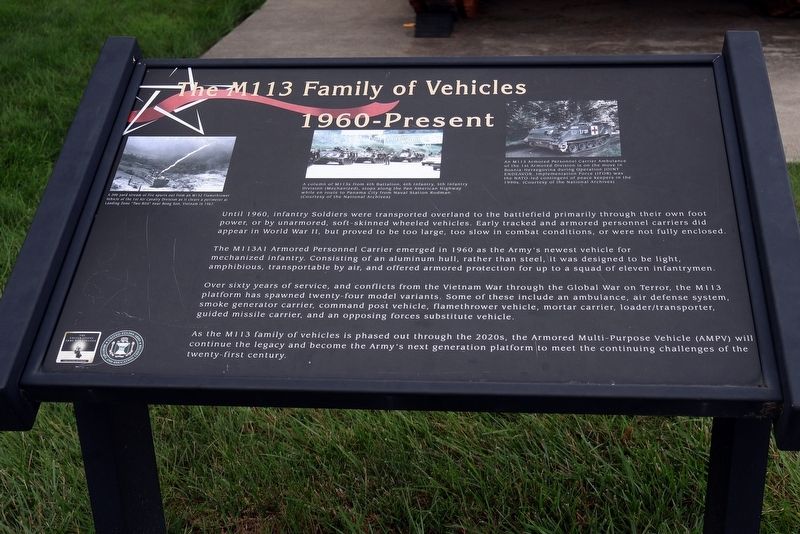 The M113 Family of Vehicles Marker. Click for full size. The M113 Family of Vehicles Marker image. Click for full size.