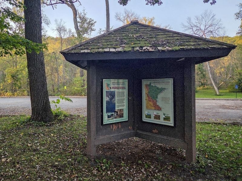 Explore Minnesota's Hardwoods Marker at the picnic shelter parking lot. Click for full size. Explore Minnesota's Hardwoods Marker at the picnic shelter parking lot image. Click for full size.
