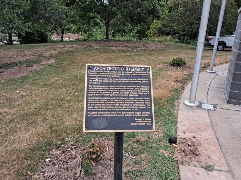Veterans Wall of Honor Marker Architect's Statement. Click for full size. Veterans Wall of Honor Marker Architect's Statement image. Click for full size.