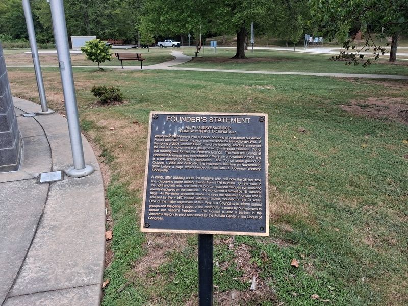 Veterans Wall of Honor Marker Founder's Statement. Click for full size. Veterans Wall of Honor Marker Founder's Statement image. Click for full size.