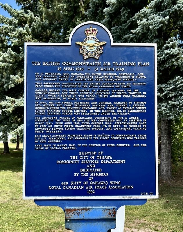 The British Commonwealth Air Training Plan Marker. Click for full size. The British Commonwealth Air Training Plan Marker image. Click for full size.