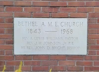 Bethel A. M. E. Church corner stone. Click for full size. Bethel A. M. E. Church corner stone image. Click for full size.