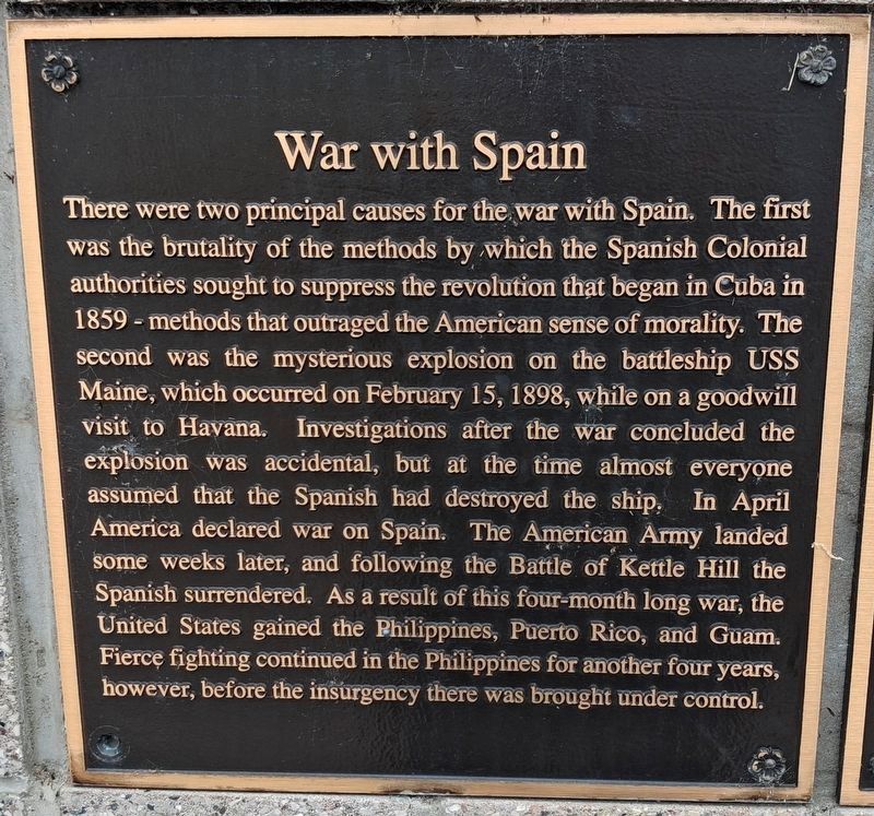 War with Spain Marker. Click for full size. War with Spain Marker image. Click for full size.