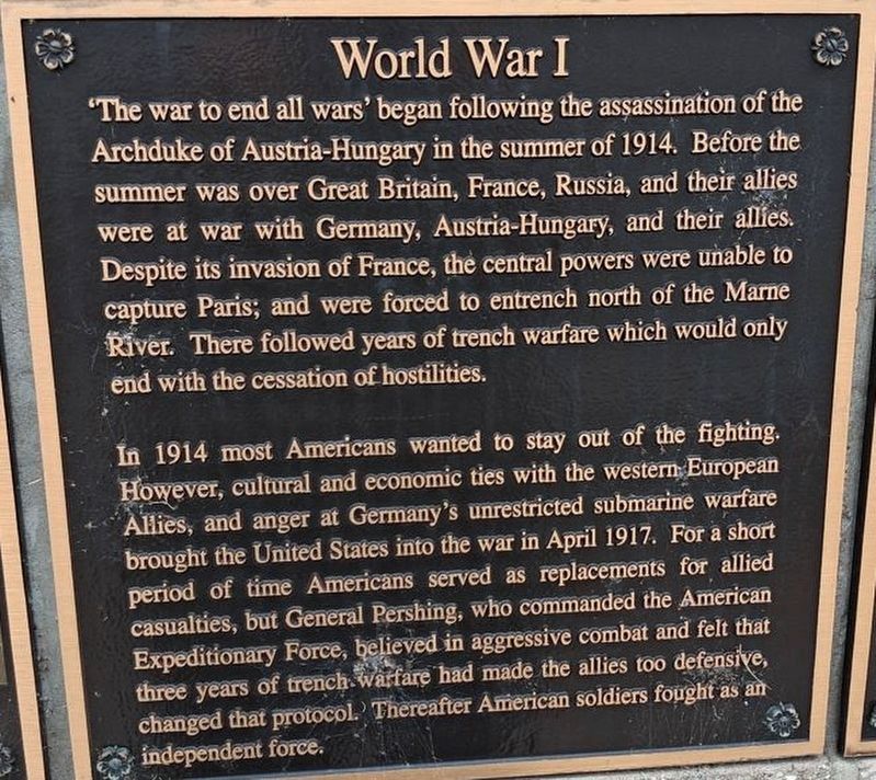 World War I Marker image. Click for full size.