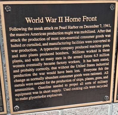 World War II Home Front Marker. Click for full size. World War II Home Front Marker image. Click for full size.