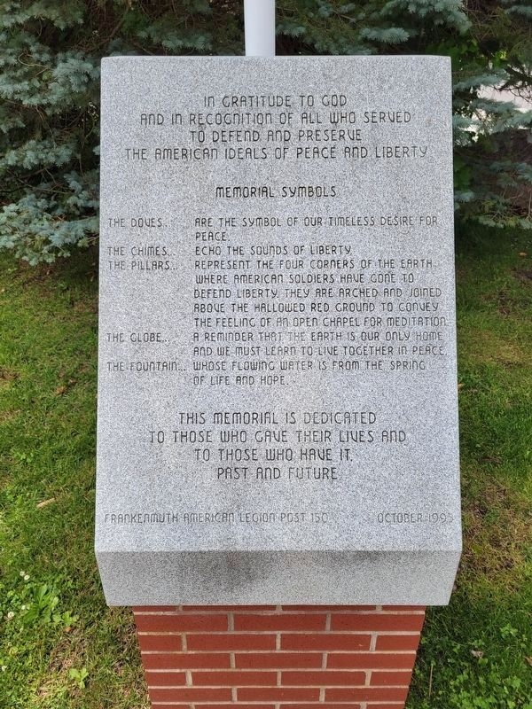 Frankenmuth Veteran's Memorial. Click for full size. Frankenmuth Veteran's Memorial image. Click for full size.