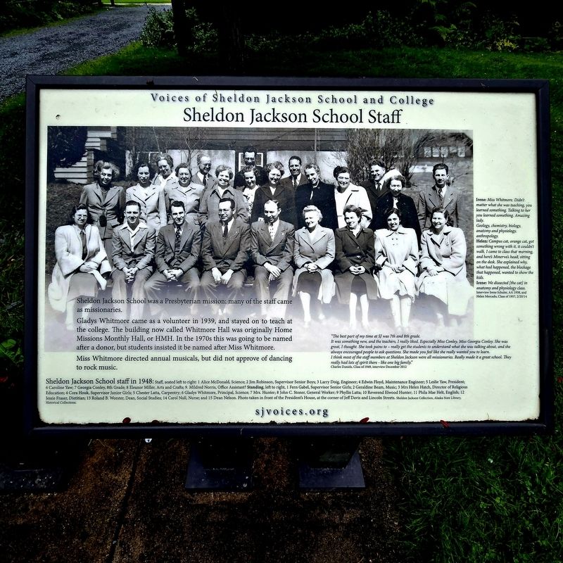 Sheldon Jackson School Staff Marker. Click for full size. Sheldon Jackson School Staff Marker image. Click for full size.