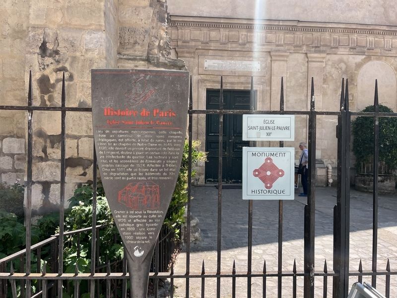 Eglise Saint-Julien-le-Pauvre Marker. Click for full size. Eglise Saint-Julien-le-Pauvre Marker image. Click for full size.