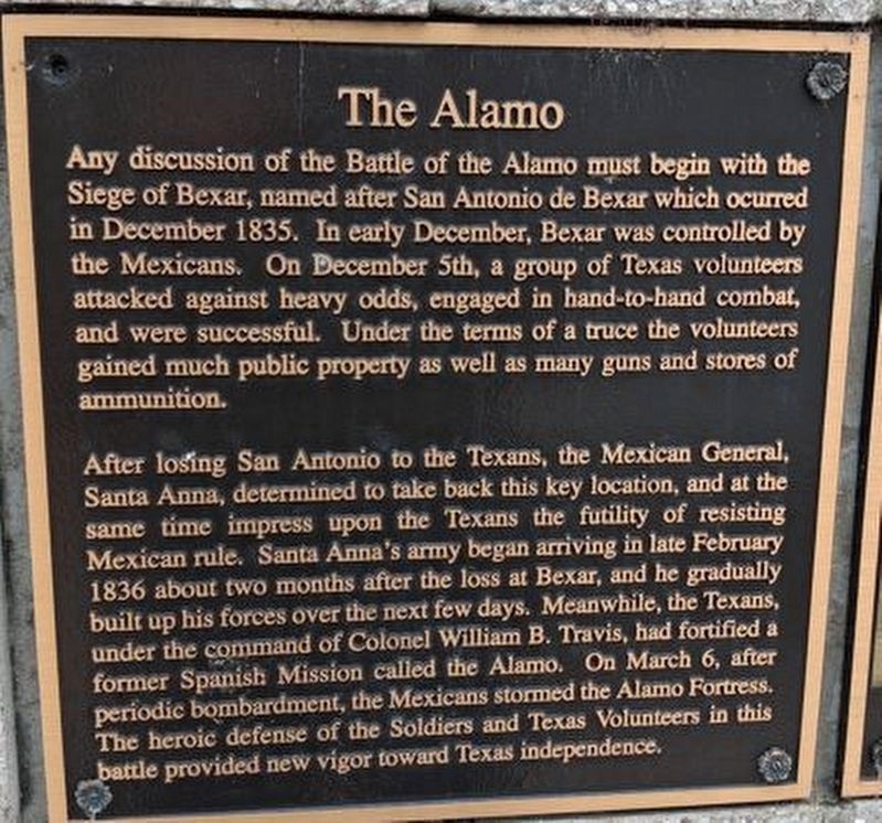 The Alamo Marker image. Click for full size.