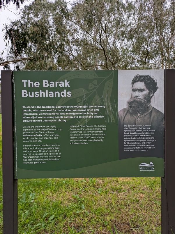 The Barak Bushlands Marker. Click for full size. The Barak Bushlands Marker image. Click for full size.