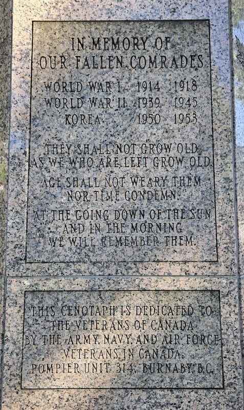 South Burnaby Cenotaph Marker. Click for full size. South Burnaby Cenotaph Marker image. Click for full size.