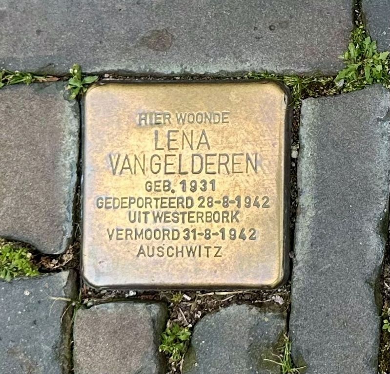 Lena van Gelderen stolperstein. Click for full size. Lena van Gelderen stolperstein image. Click for full size.