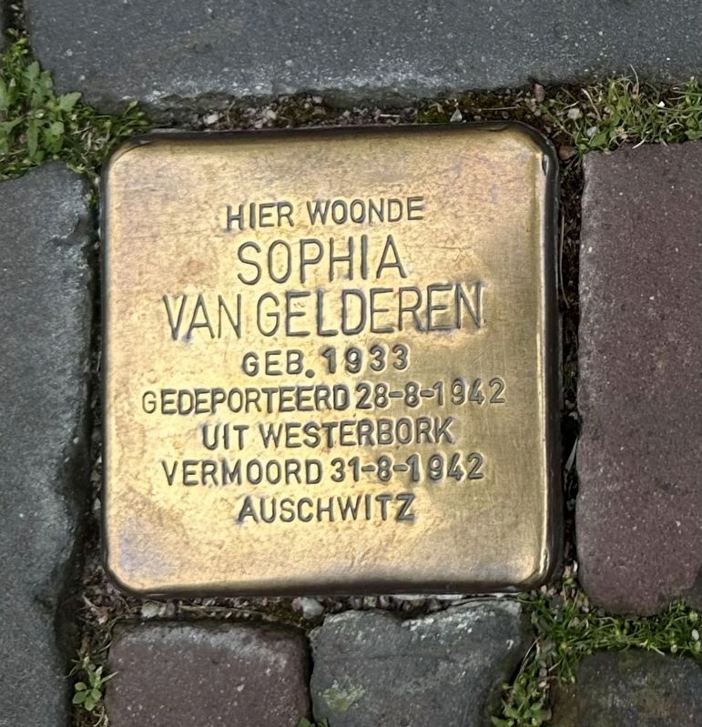 Sophia van Gelderen stolperstein. Click for full size. Sophia van Gelderen stolperstein image. Click for full size.