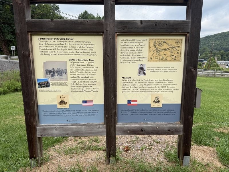 Welcome to Camp Bartow Historic Site and the Battle of Greenbrier River Marker [Reverse] image. Click for full size.