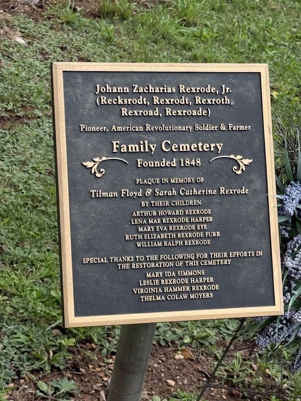 Johann Zacharias Rexrode, Jr. Marker. Click for full size. Johann Zacharias Rexrode, Jr. Marker image. Click for full size.