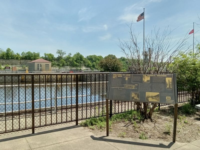 Welcome to Lock and Dam No. 1 / The Federal Engineer Marker. Click for full size. Welcome to Lock and Dam No. 1 / The Federal Engineer Marker image. Click for full size.