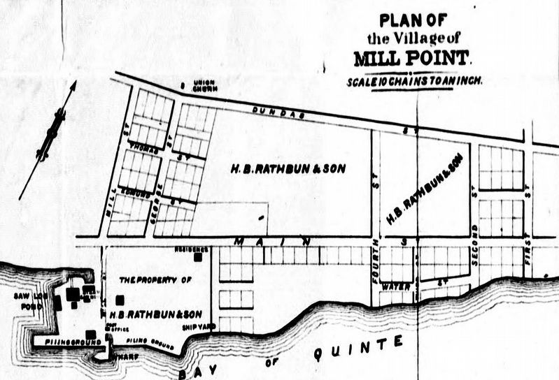 Mill Point (Deseronto) in 1869, showing the Rathbun Co. industries image. Click for full size.