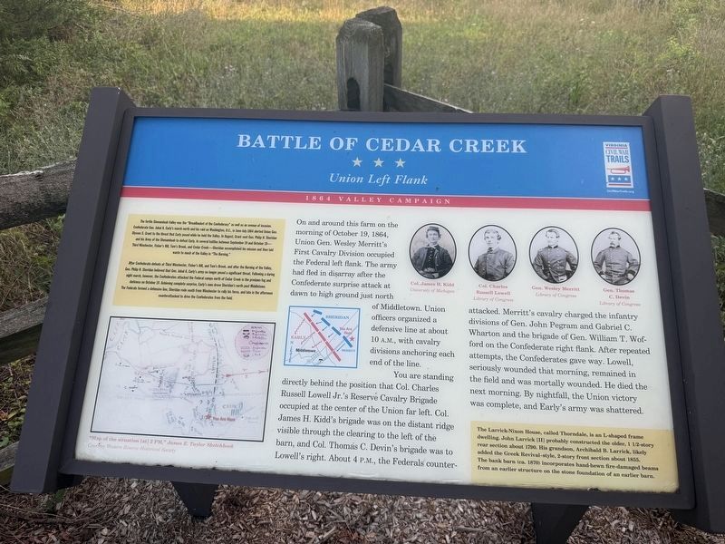 Battle of Cedar Creek Marker image. Click for full size.