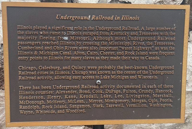 Underground Railroad in Illinois Marker image. Click for full size.