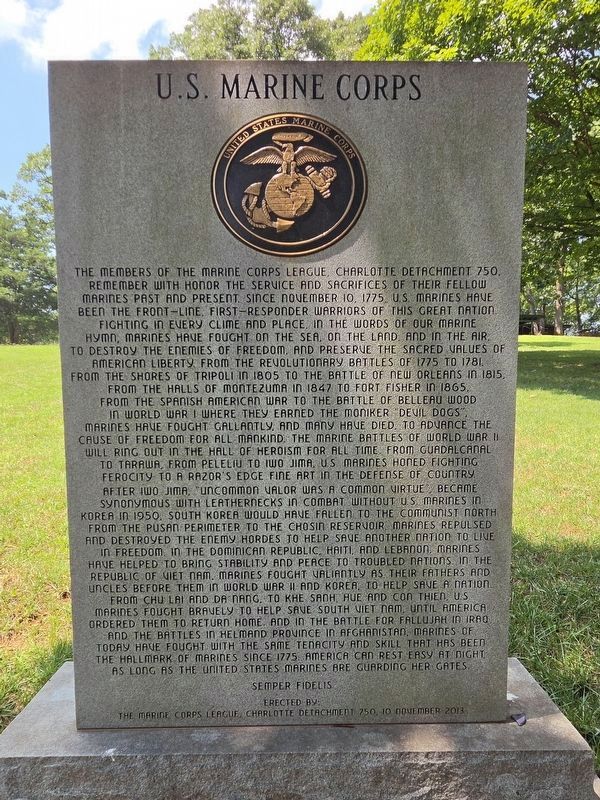 U.S. Marine Corps Marker (front side). Click for full size. U.S. Marine Corps Marker (front side) image. Click for full size.