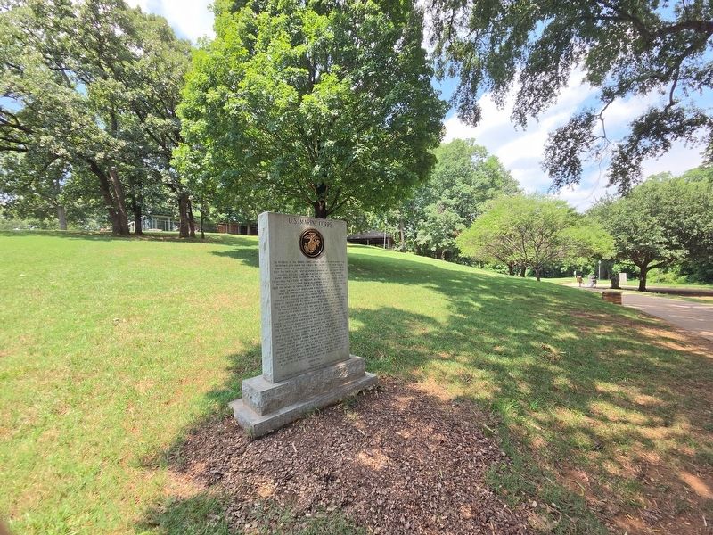 U.S. Marine Corps Marker. Mahlon Adams Pavilion up slope in the background. Click for full size. U.S. Marine Corps Marker. Mahlon Adams Pavilion up slope in the background image. Click for full size.