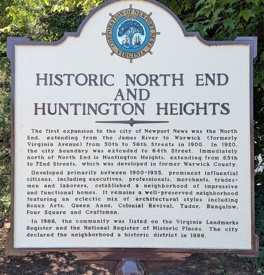 Historic North End And Huntington Heights Marker image. Click for full size.