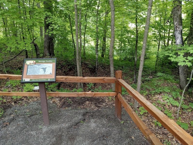 Storage Facility Marker in Milford Mine Memorial Park. Click for full size. Storage Facility Marker in Milford Mine Memorial Park image. Click for full size.