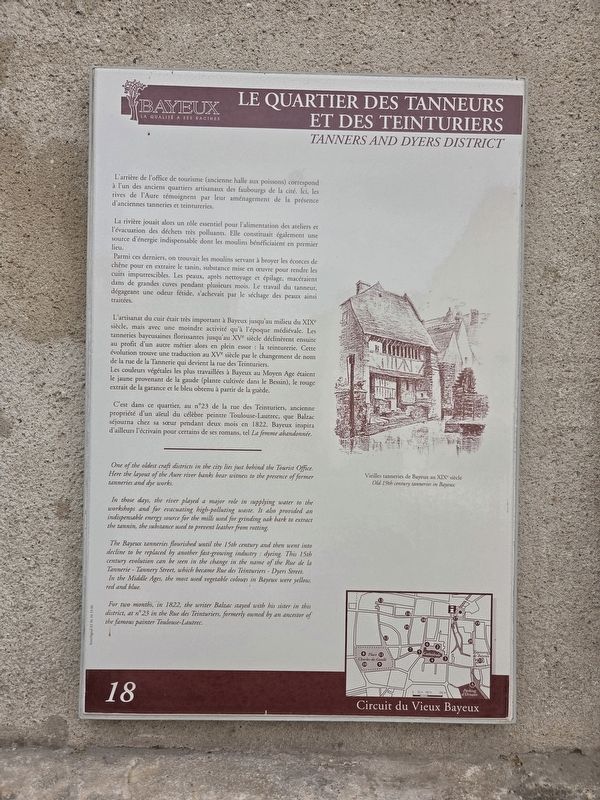 Le quartier des tanneurs et des teinturiers / Tanners and Dyers District Marker. Click for full size. Le quartier des tanneurs et des teinturiers / Tanners and Dyers District Marker image. Click for full size.