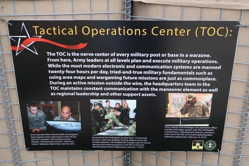 Tactical Operations Center (TOC): wayside. Click for full size. Tactical Operations Center (TOC): wayside image. Click for full size.