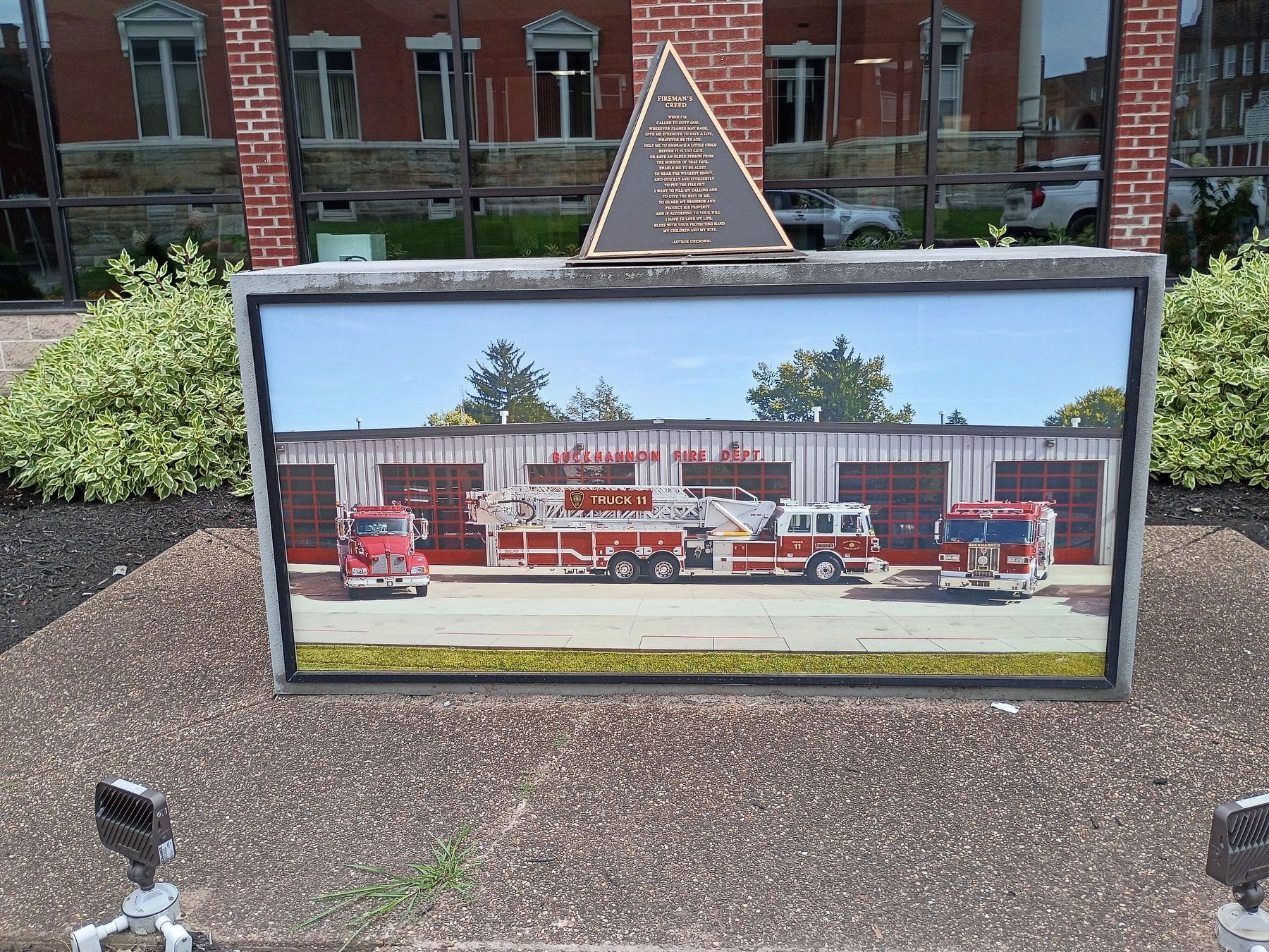 In Tribute to and in Memory of Buckhannon Volunteer Fire Department, Inc. Marker. Click for full size. In Tribute to and in Memory of Buckhannon Volunteer Fire Department, Inc. Marker image. Click for full size.