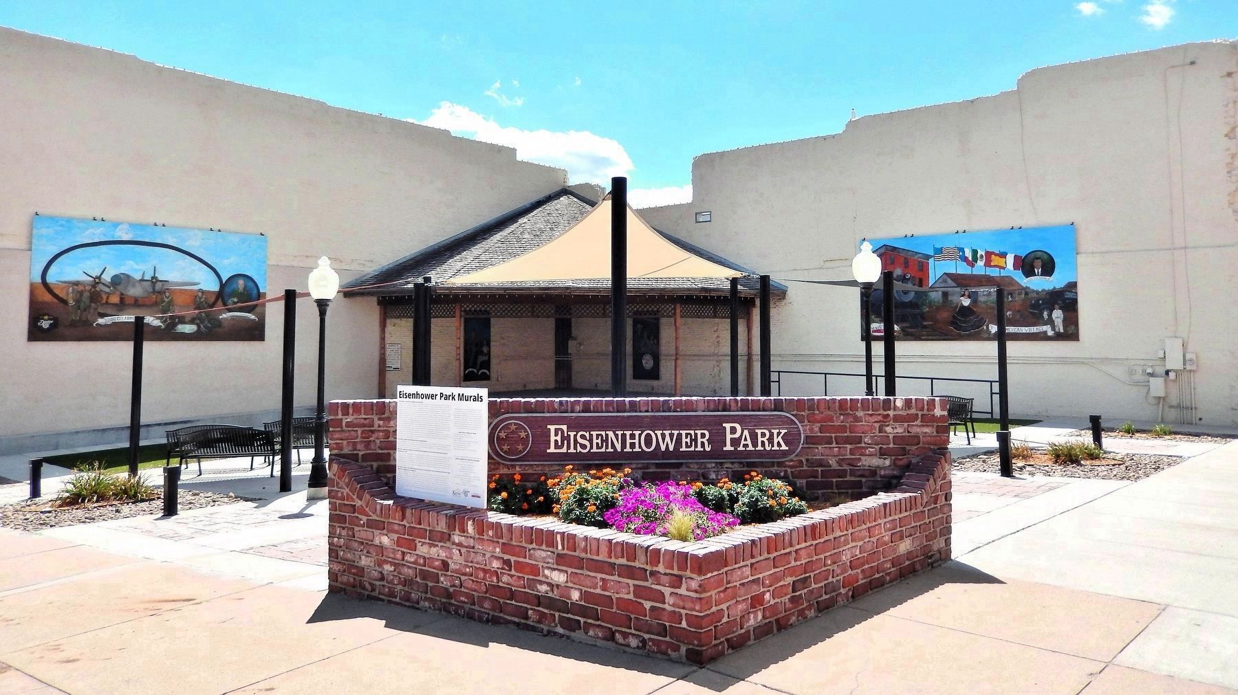 Eisenhower Park Murals Marker and Eisenhower Park. Click for full size. Eisenhower Park Murals Marker and Eisenhower Park image. Click for full size.