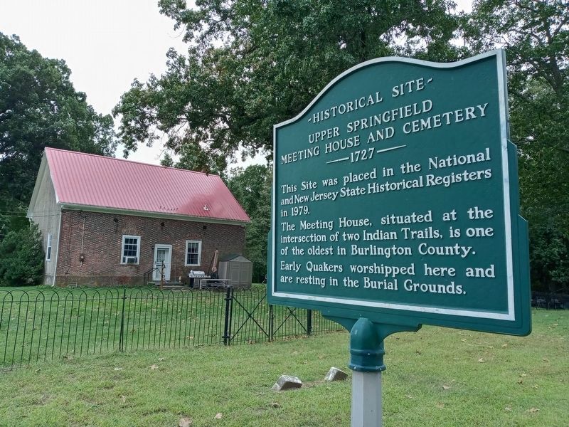 Upper Springfield Meeting House and Cemetery Marker, September 2021 image. Click for full size.