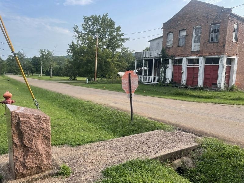 Railroad Depot Marker - context view across Bogy Rd of vintage building, surely w/ its own stories. Click for full size. Railroad Depot Marker - context view across Bogy Rd of vintage building, surely w/ its own stories image. Click for full size.
