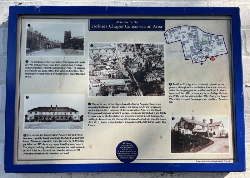 Welcome to the Holmes Chapel Conservation Area Marker. Click for full size. Welcome to the Holmes Chapel Conservation Area Marker image. Click for full size.