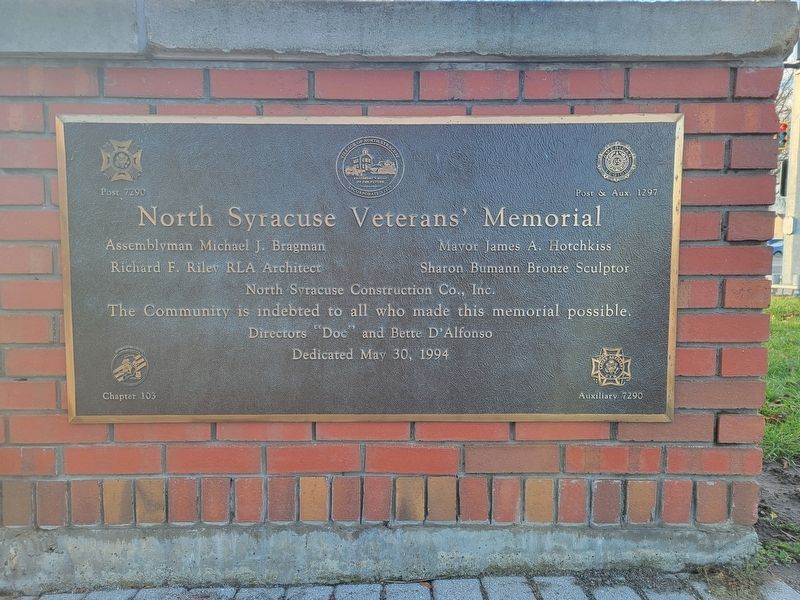 North Syracuse Veteran's Memorial Marker. Click for full size. North Syracuse Veteran's Memorial Marker image. Click for full size.