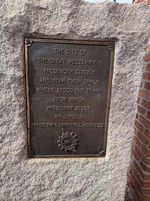 Lincoln’s Farewell to Springfield Marker Backside. Click for full size. Lincoln’s Farewell to Springfield Marker Backside image. Click for full size.