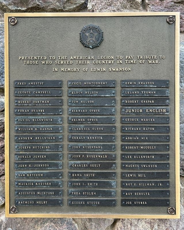 Hinsdale Veterans Memorial, East Marker. Click for full size. Hinsdale Veterans Memorial, East Marker image. Click for full size.