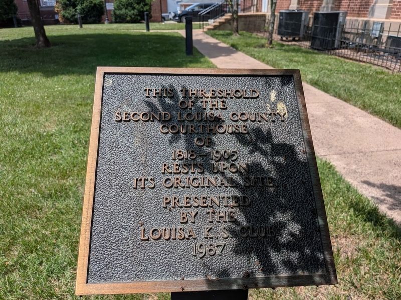 Second Louisa County Courthouse Threshold Marker. Click for full size. Second Louisa County Courthouse Threshold Marker image. Click for full size.