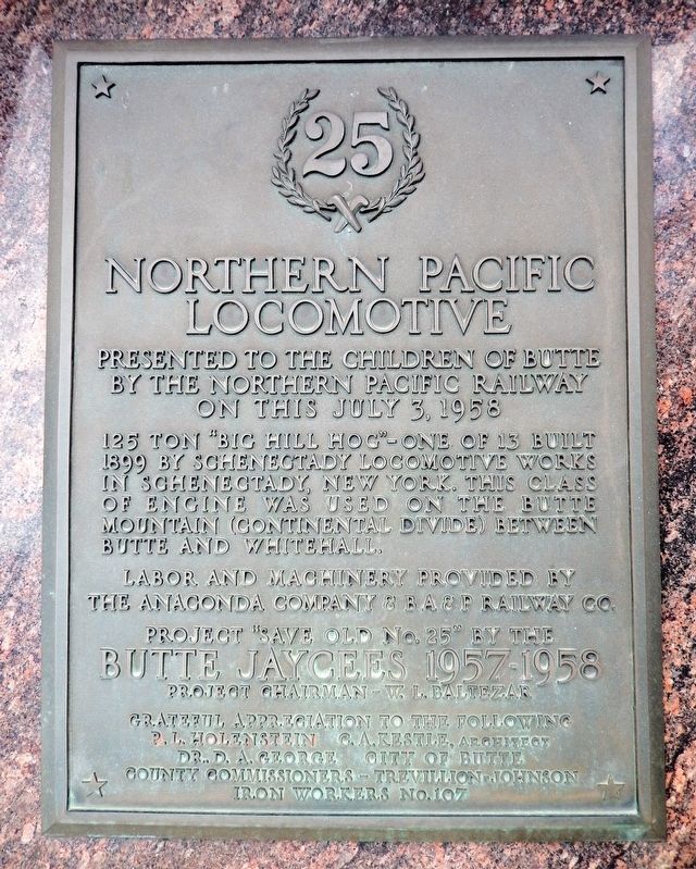 Northern Pacific Locomotive 25 Marker image. Click for full size.