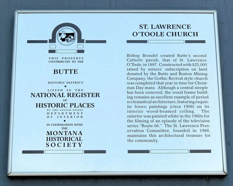 St. Lawrence O’Toole Church Marker. Click for full size. St. Lawrence O’Toole Church Marker image. Click for full size.
