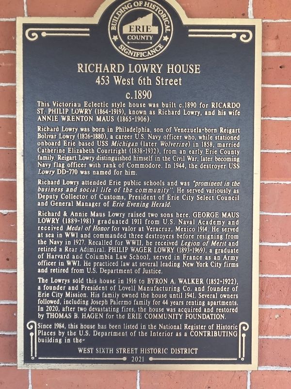 Richard Lowry House Marker image. Click for full size.